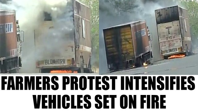 MP farmers protest intensifies as 8-10 vehicles set on fire | Oneindia News