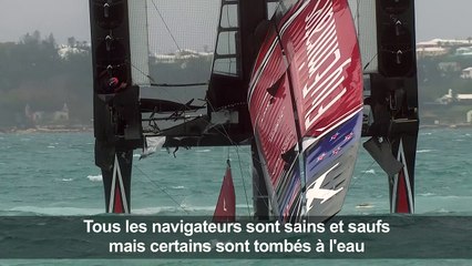 America's Cup: le bateau néo-zélandais chavire