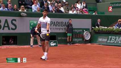 Roland-Garros 2017 : Dominic Thiem continue de fusiller Djoko avec son revers (7-6, 2-0)