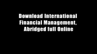 Download International Financial Management, Abridged full Online