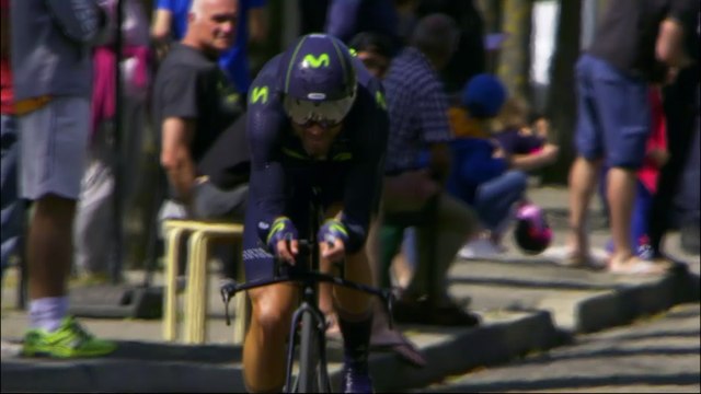 Alejandro Valverde à l'arrivée / Valverde at the finish - Etape 4 / Stage 4 - Critérium du Dauphiné 2017