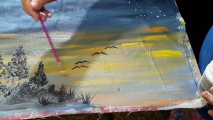 Acrylic Painting Step by Step Tutorial for Kids; Starry Night; Sweet Birthday Gift for Moms