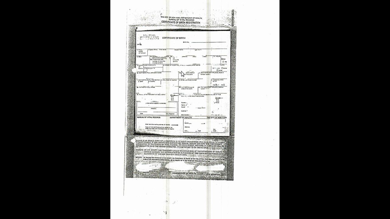 How does a birth certificate looks like in NYC