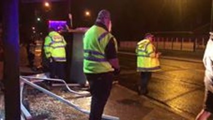 Car Crashes Into Bus Stop Amid Heavy Rainfall in Ryde