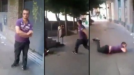 Instant karma pour cet homme qui attaque une poubelle