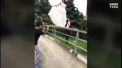 Düğün fotoğrafı çektirmek isteyen gelinin hazin sonu Komik Videolar