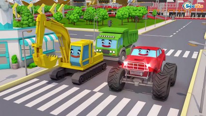 COLORED TRUCK on parking - cartoon for kids and babies 3D animation | Nursery Rhymes
