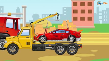 White Ambulance w Police Car Rescue On the Road New Kids Cartoon Cars & Truck Cartoons for children