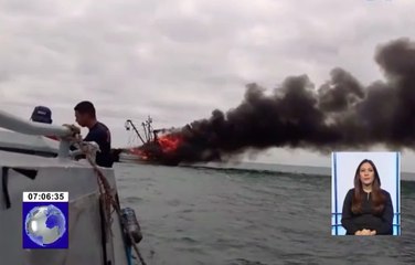 Incendio en barco pesquero