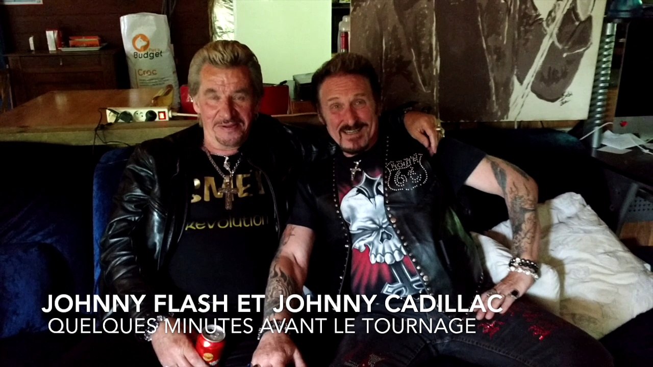 Deux sosies de Johnny avant le tournage de l'émission: "l'avis des Belges" sur la RTBF
