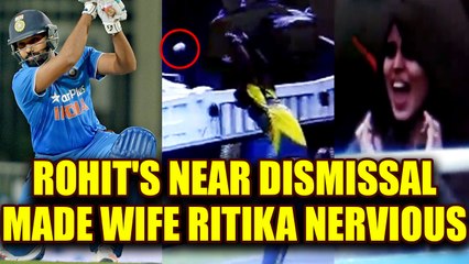 Tải video: ICC Champions Trophy : Rohit Sharma near dismissal on 50 left wife Ritika breathless | Oneindia news