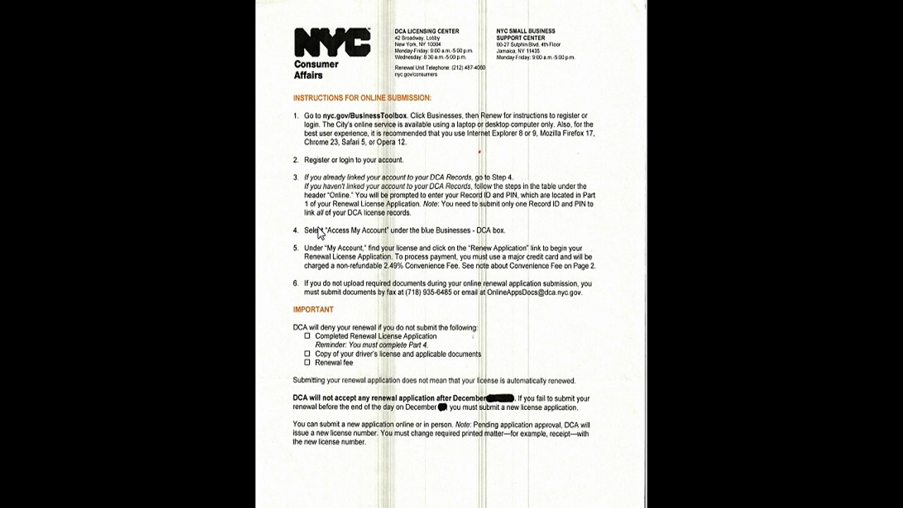 dca online renewal for license