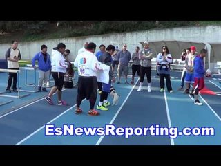 Manny Pacquiao training HARD for Floyd Mayweather fight - esnews boxing