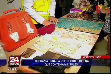 Buscan a usuaria que olvidó cartera con 1000 soles en bus del Metropolitano