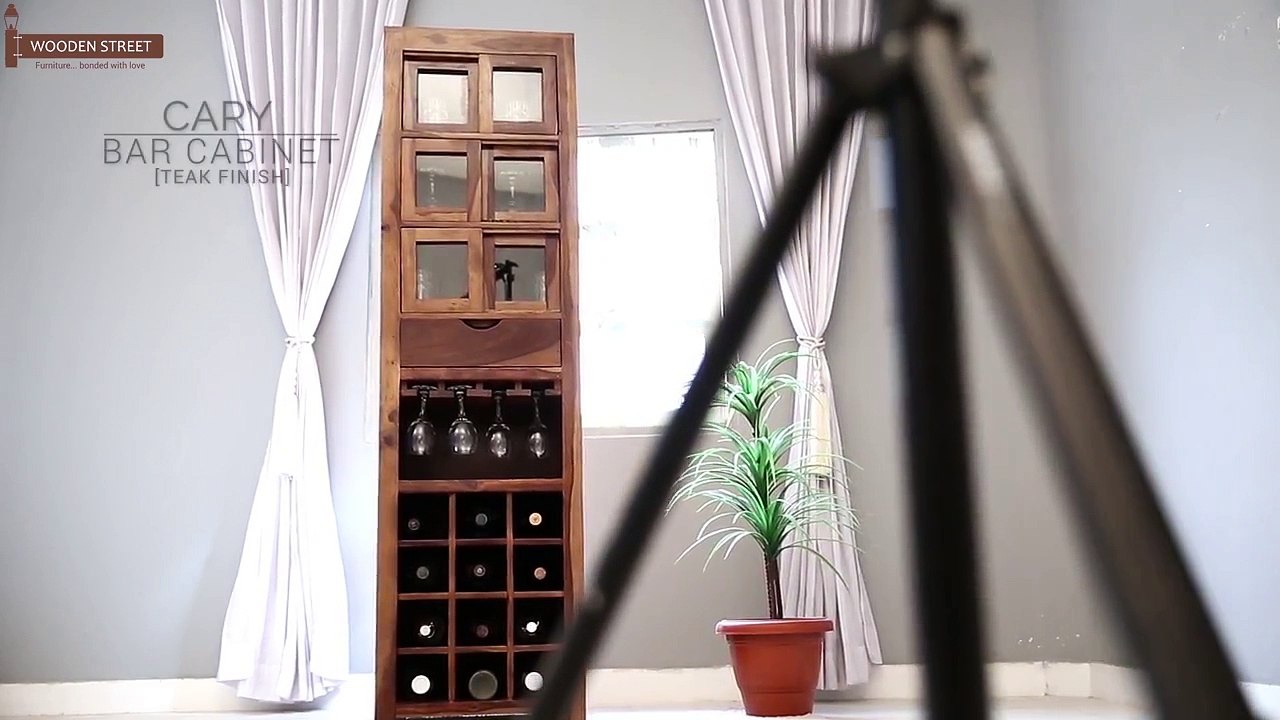 Bar Cabinets - Buy Cary Bar Cabinet (Teak Finish) Online - Wooden Street