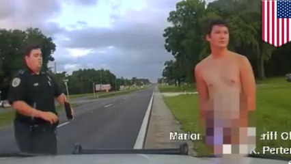 Deputy confronts streaker who peed on cop’s car, fled from crash