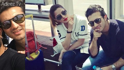 Mehwish Hayat, Shahroz Sabzwari and Asim Azhar at the Lahore Airport for HUM Awards