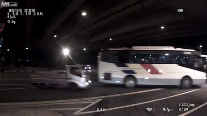 LiveLeak - Head On Crash as Car goes on Fire and Truck Driver Flies out of his Seat