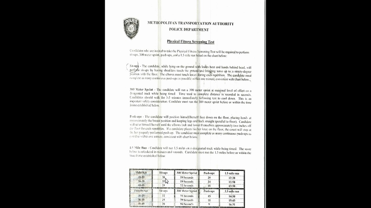 MTA Physical ftiness test