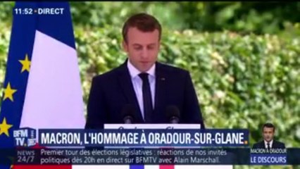 Macron: "Oradour, ce n'est pas seulement un drame de la guerre. C'est un scandale absolu"
