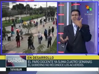 Colombia: reprimen en Bogotá manifestación de docentes