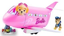 Learn Colors for Kids: Paw Patrol Skye Saves the Day Flies Barbie Jet Airplane away from Dinosaur