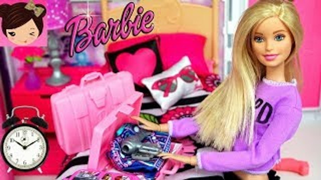 Barbie Bedroom Doll Morning Routine - Toy Grocery Store, Doll house kitchen - Kids Toy Video