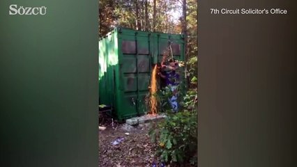 Konteynere kapatılan kadının kurtarıldığı operasyonun görüntüleri yayınladı