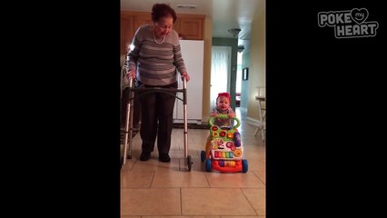 Grandmother Teaches 9-Month-Old to Use Walker - Daily Heart Beat