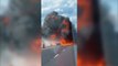 Video shows truck engulfed in fireball after hitting guard rail