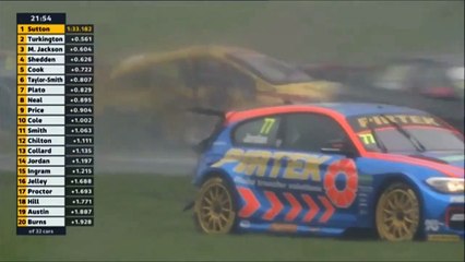 BTCC Croft 2017 Qualifying Oil Chaos Huge Crash
