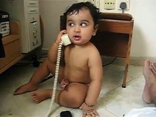 Kid funny talking on phone