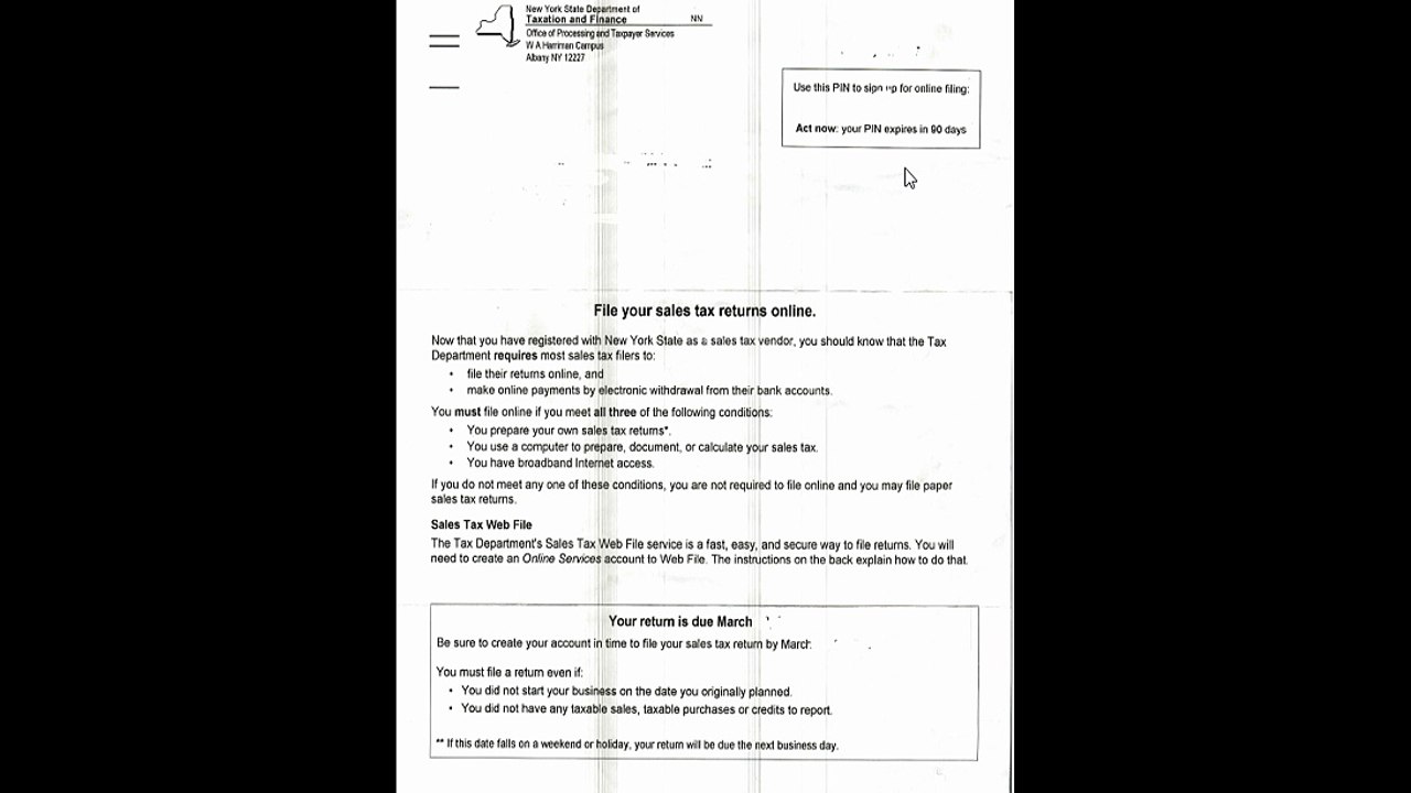 FILING SALES TAX ONLINE PART 1