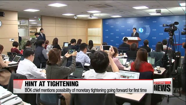 BOK chief mentions possibility of monetary tightening going forward for first time