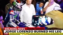 83.MotoGP Jorge Lorenzo BURNED HIS LEGS during victory celebration in spain