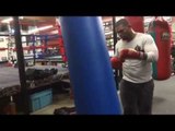 Cuban Boxing Star Mike Perez on Heavy Bag At Robert Garcia Boxing Academy