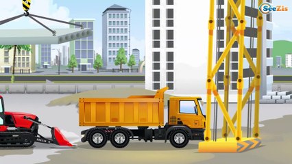 JCB Bulldozer & Crane working with Real Giant Truck | New Kids Cartoon about Cars & Trucks
