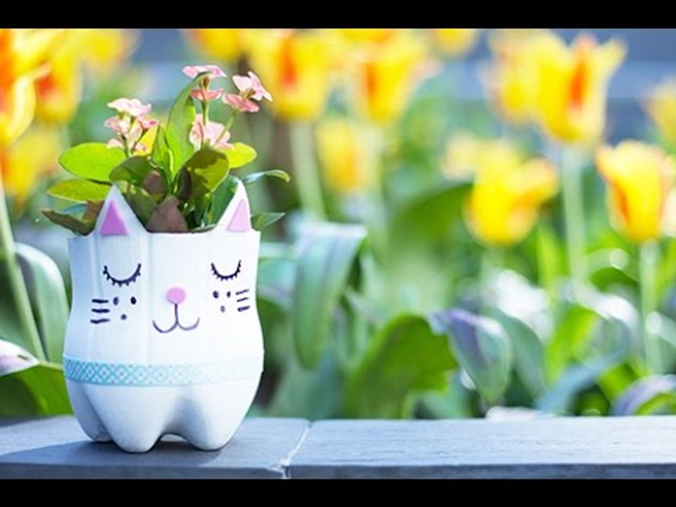 Bricolage Fête des pères DIY : Un joli pot de fleurs récup' en forme de chat