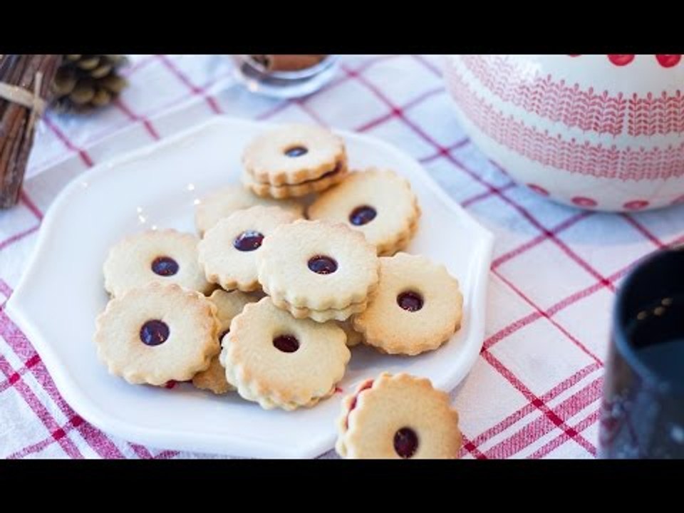 Sablés Linzer - Petits sablés à la confiture de framboise