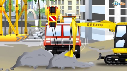 JCB Video for Kids Tractor and JCB Bulldozer w Truck Real Giant Diggers Car Cartoon