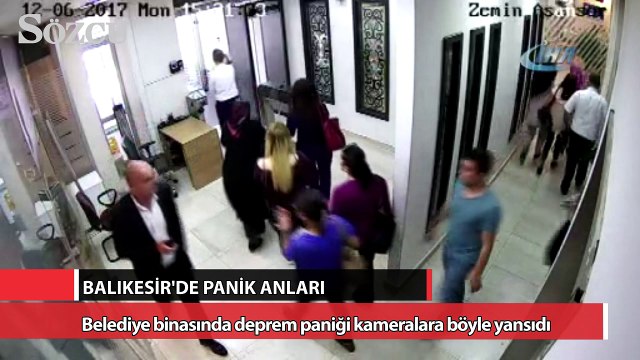 Belediye binasında deprem paniği kameralara böyle yansıdı