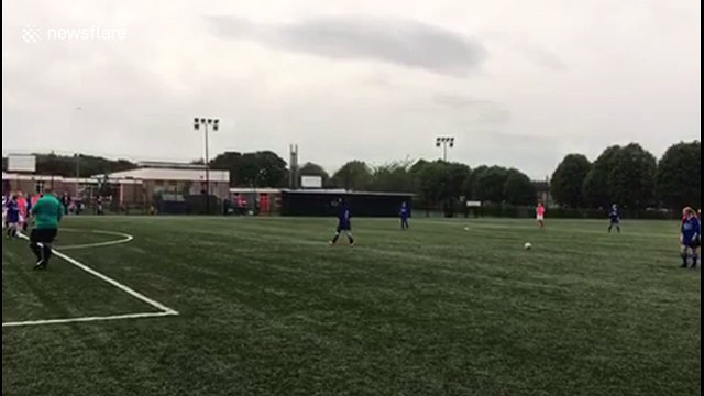 Superb free kick scored in non league women's football game