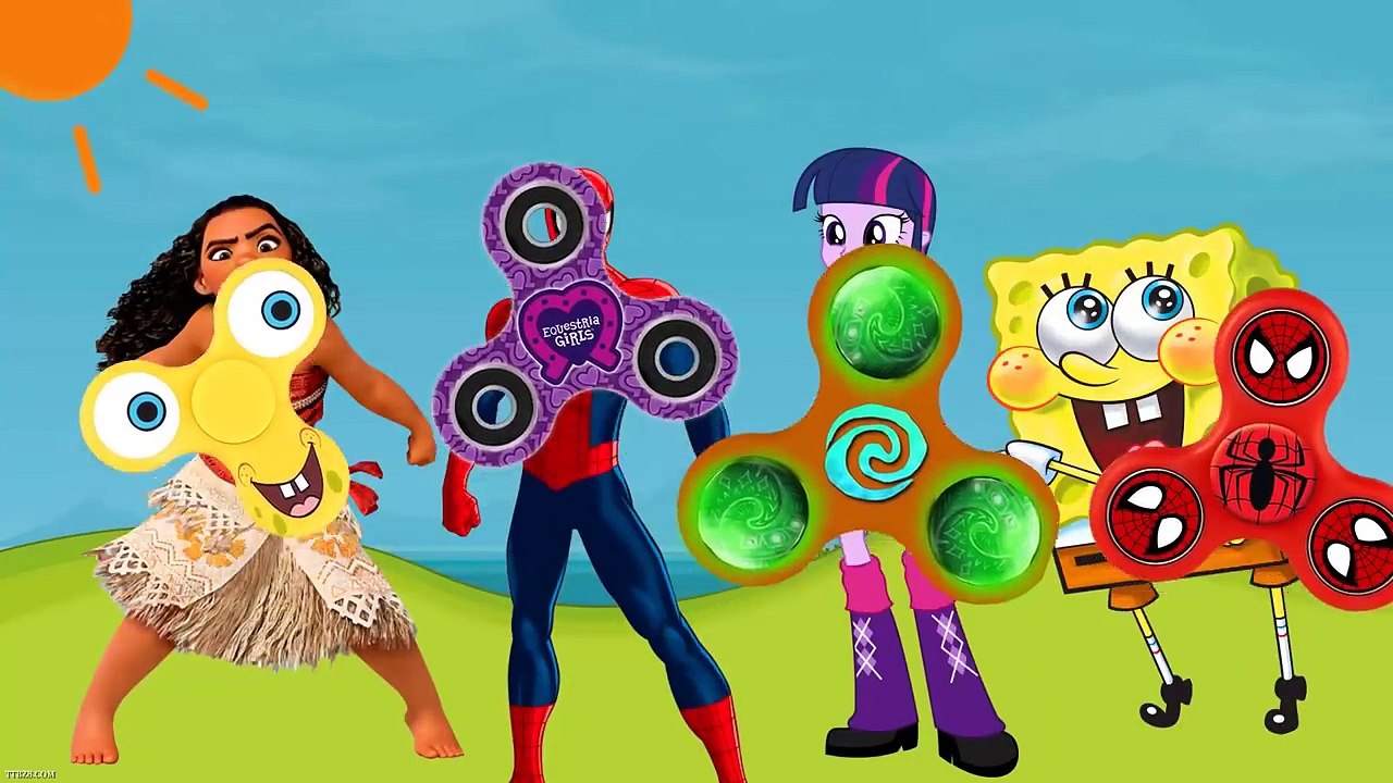 Wrong-Fidget-Spinner-Spiderman-Spanch-Bob-Equestria-Moana-Finger-family-Nursery-Rhymes-Learn-Colors