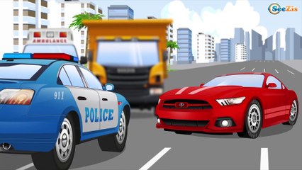 New Kids Cartoon - Police Car & Racing Cars w Real Fire Truck - Fun Collection for Children