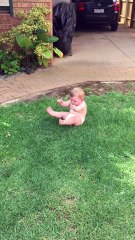 Cute Baby Hates Sitting on Grass