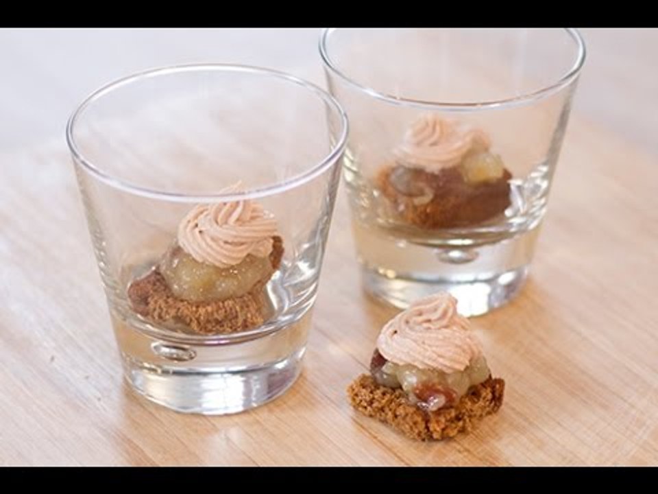 Verrines de foie gras aux poires et pain d'épices