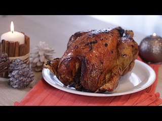 Chapon rôti de Noël farci aux marrons