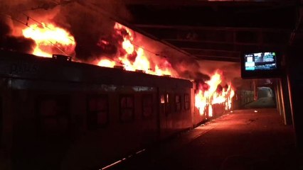Angry Commuters Torch Trains at Cape Town Railway Station