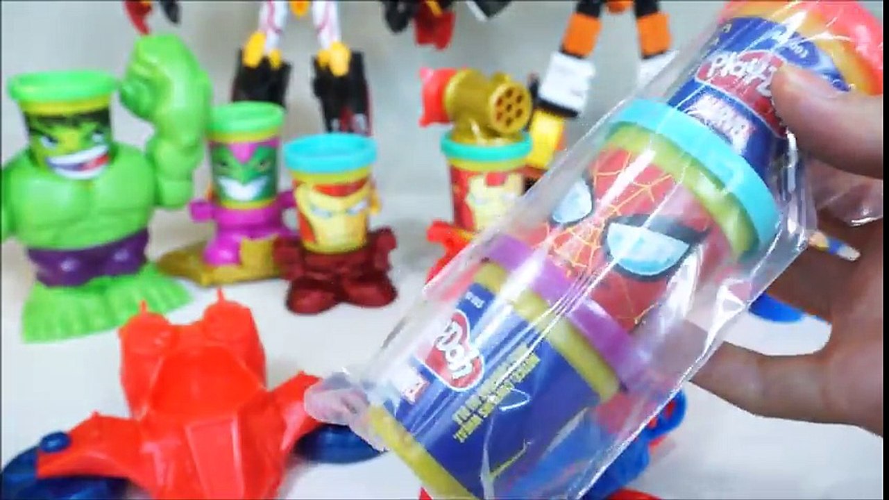 Play Doh Super Heroes Can Heads, Capatain America Spider Man Venom 플레이도우 캡틴 아메리카 스파이더맨 - 퍼플토이박스