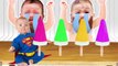 Bad Baby Crying And Learn Colors Colorful ice cream Lollipop Finger Family Song Collection